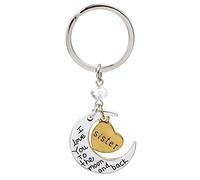 Kim Johanson Mond Schlüsselanhänger Silber & Gold "Ich liebe dich bis zum Mond und zurück" inkl. Geschenkverpackung (Schwester)