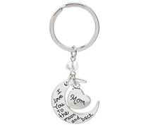 Kim Johanson Mond Schlüsselanhänger Silber "Ich liebe dich bis zum Mond und zurück" inkl. Geschenkverpackung (Mama)