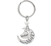 Kim Johanson Mond Schlüsselanhänger Silber "Ich liebe dich bis zum Mond und zurück" inkl. Geschenkverpackung (Bruder)