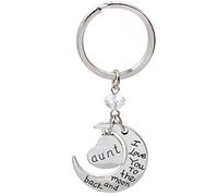 Kim Johanson Mond Schlüsselanhänger Silber "Ich liebe dich bis zum Mond und zurück" inkl. Geschenkverpackung (Tante)
