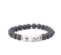 Kim Johanson Perlenarmband *Chakra* aus Onyx Stein mit Jaspis Perle I Partner Armband I Energiearmband I Freundschaftsarmband in Schwarz I Geschenk für Paare inkl. Beutel (3 x Grau Jaspis)