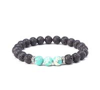Kim Johanson Perlenarmband *Chakra* aus Onyx Stein mit Jaspis Perle I Partner Armband I Energiearmband I Freundschaftsarmband in Schwarz I Geschenk für Paare inkl. Beutel (3 x Grün Jaspis)