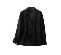 KIMCCI Blazer Damen Elegant,Waffel-Blazer Anzug Langarm Folk-Custom Cardigan Kerbkragen Frühling Herbst Arbeit Casual Blazer Anzüge Jacke Für Damen Leichte Anzugjacke,Schwarz,XXL