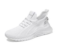 Kimily-UK Damen Sneaker Beige, Leichte Mesh-Laufschuhe mit Schnürung/Slip-On, Atmungsaktive Joggingschuhe für Fitness & Wandern Weiß 38EU