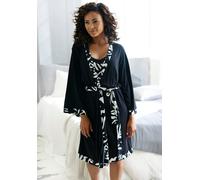 Kimono FRENCH CONNECTION, Damen, Gr. 40/42, schwarz-weiß (schwarz), Viskose, unifarben, Kurzform, Hausmäntel, im zeitlosen Schwarz-Weiß-Look (47078502-40) schwarz