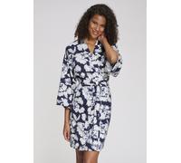 Kimono LASCANA, Damen, Gr. 32/34, blau (blau, gemustert), Baumwoll-Mix, gemustert, Kurzform, Hausmäntel, mit schönem Blumenmuster (72715206-32) blau, gemustert