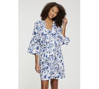 Kimono LASCANA, Damen, Gr. 32/34, blau geblümt, Baumwoll-Mix, gemustert, Kurzform, Hausmäntel, Schöner Blumendruck (37173347-32) blau geblümt