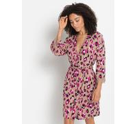 Kimono LASCANA, Damen, Gr. 40/42, pink (pink, beiger leoprint), Viskose, Midilänge, Hausmäntel, mit schönen Spitzendetails (98466654-40) pink, beiger leoprint