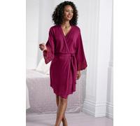 Kimono LASCANA, Damen, Gr. 40/42, rot (bordeaux rot), Obermaterial: 95% Viskose, 5% Elasthan. Spitze: 90% Polyamid, 10% Elasthan, Kurzform, Hausmäntel, Schöne Spitzendetails (81230355-40) bordeaux rot