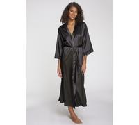 Kimono LASCANA, Damen, Gr. 40, blau (schwarz), Satin, unifarben, Langform, Hausmäntel, Mit spitze besetzte Ärmel (20057524-40) schwarz