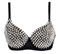 Kimring Damen Steampunk B Cup Spike Nieten Nieten Party Club Rave Sport BH Tops, Silber, Large