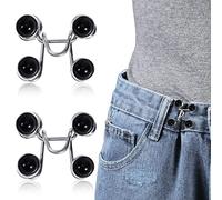 KINBOM 2 Sets Verstellbar Taillenschnallen Verlängerung für Jeans, Abnehmbar Jeans Knopf Ohne Nähen Perlendesign Stifte für Lockere Jeans Hosen Taillenverlängerung Knöpf für Instant Button (Schwarz)