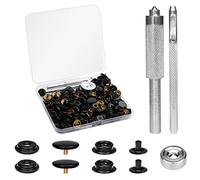 KINBOM 200 Stück Leder Druckknöpfe, 15mm Druckknopf kitt Druckknopf-Set Nähknöpfe Edelstahl Druckknöpfe 50 Snaps Set für Taschen Jeans Kleidung Stoffe (Schwarz)