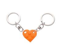 KINBOM Schlüsselanhänger Herz Set, 2 Stück Schlüsselanhänger Herz für Zwei Heart Keychain Paar Schlüsselanhänger Valentinstagsgeschenk für Freundin Freund (Orange)
