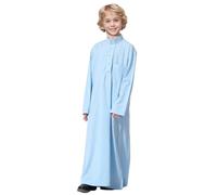 Kind Jungen Arabischen Islam Muslimische Robe Kinder Abaya Kaftan Islamische Gebetskleidung Arabischer Mittlerer Osten Dubai Langarm Roben Muslimisches Kleid Kaftan Gewand (Sky Blue, 7-8 Years)