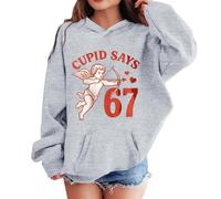 Kinder 67 Pullover Hoodies Cartoon Gedruckt Sweatshirt Winter Classic 6 7 Meme Langarm Pullover Tops Warm Urlaub Kinder Kostüm, grau, 7-8 Years