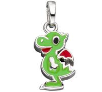 Kinder Anhänger Drache 925 Sterling Silber grün rot lackiert Kinderanhänger