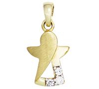 Kinder Anhänger Engel Schutzengel 333 Gold Gelbgold mattiert 3 Zirkonia