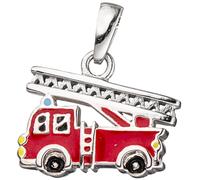 Kinder Anhänger Feuerwehrauto rot 925 Silber Feuerwehr Kinderanhänger