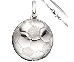Kinder Anhänger Fußball 925 Silber Fußballanhänger mit Kette 38 cm