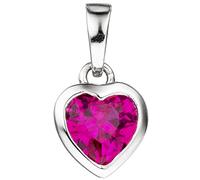 Kinder Anhänger Herz 925 Silber 1 Zirkonia pink Herzanhänger Kinderanhänger