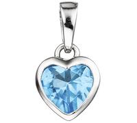 Kinder Anhänger Herz 925 Sterling Silber 1 Kristall blau hellblau Kinderanhänger