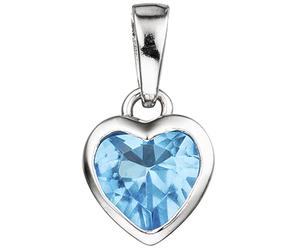 Kinder Anhänger Herz 925 Sterling Silber 1 Kristall blau hellblau Kinderanhänger