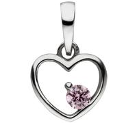 Kinder Anhänger Herz 925 Sterling Silber 1 Zirkonia rosa Herzanhänger