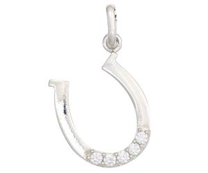 Kinder Anhänger Hufeisen 925 Sterling Silber 5 Zirkonia Kinderanhänger