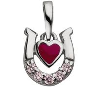 Kinder Anhänger Hufeisen Herz 925 Sterling Silber 5 Zirkonia