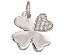 Kinder Anhänger Kleeblatt 925 Silber mit Zirkonia Glücksbringer Kinderanhänger