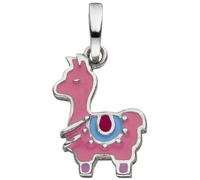 Kinder Anhänger Lama 925 Sterling Silber rosa lackiert