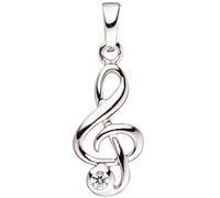 Kinder Anhänger Notenschlüssel Musik 925 Silber 1 Zirkonia Kinderanhänger