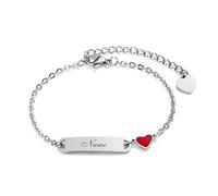 Kinder Baby Armband Mädchen Gravur Gold:VNOX Personalisierte Armbänder Tochter|Gravierbare Kinderarmkette|Taufarmband Junge Mädel|Herzanhänger Namensarmband Babyarmband Taufgeschenke,16cm Silber