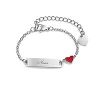Kinder Baby Armband Mädchen Gravur Gold:VNOX Personalisierte Armbänder Tochter|Gravierbare Kinderarmkette|Taufarmband Junge Mädel|Herzanhänger Namensarmband Babyarmband Taufgeschenke,12cm Silber
