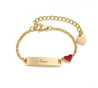Kinder Baby Armband Mädchen Gravur:VNOX Personalisierte Armbänder Tochter|Gravierbare Kinderarmkette|Taufarmband Junge Mädel|Herzanhänger Namensarmband Babyarmband Taufgeschenke,12cm Gold Plated