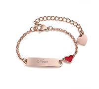 Kinder Baby Armband Mädchen Gravur:VNOX Personalisierte Armbänder Tochter|Gravierbare Kinderarmkette|Taufarmband Junge Mädel|Herzanhänger Namensarmband Babyarmband Taufgeschenke,12cm rosegold