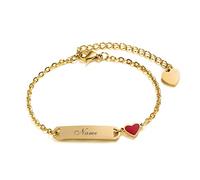 Kinder Baby Armband Mädchen Gravur:VNOX Personalisierte Armbänder Tochter|Gravierbare Kinderarmkette|Taufarmband Junge Mädel|Herzanhänger Namensarmband Babyarmband Taufgeschenke,16cm Gold Plated