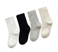 Kinder Baumwoll-Kniestrümpfe Mid Tube, 4 Paar, atmungsaktiv, bunte Stretch-Bündchen, S