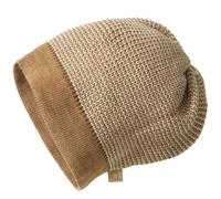 Kinder Beanie Schurwolle karamell-braun 46/50