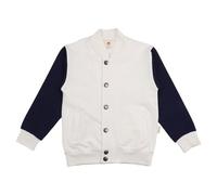 Kinder Bomberjacke Bio-Baumwolle, Offwhite/Navy, Druckknöpfe, Walkiddy Weiß 140