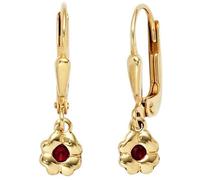 Kinder Boutons Blume 333 Gold Gelbgold 2 Rubine rot Ohrringe