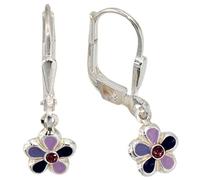 Kinder Boutons Blume 925 Silber 2 Glassteine lila violett Ohrringe
