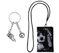 Kinder Brustbeutel - Dreifach Gefaltete Geldbörse Mit Schlüsselanhänger, Fußball-Geldbörse Mit Exquisitem Anhänger, Portemonnaie Zum Umhängen Geschenk Für Jungen & Mädchen