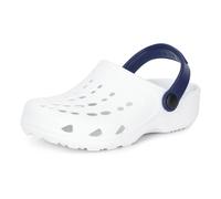 Ladeheid Kinder Mädchen Jungen Eva Clogs Gartenclogs Gartenschuhe LA-CA-06 (Weiß/Marineblau, 24/25 EU)