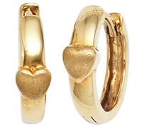 Kinder Creolen Herz 333 Gold Gelbgold mattiert Ohrringe Kinderohrringe