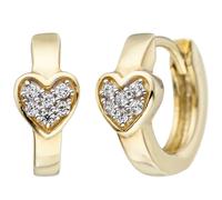 Kinder Creolen Herz 375 Gold Gelbgold 12 Zirkonia Ohrringe Kinderohrringe