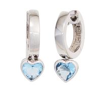 Kinder Creolen Herz 925 Sterling Silber 2 Zirkonia blau Ohrringe Kinderohrringe