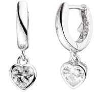 Kinder Creolen Herz 925 Sterling Silber 2 Zirkonia Ohrringe Kinderohrringe