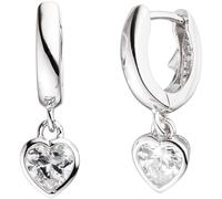 Kinder Creolen Herz 925 Sterling Silber 2 Zirkonia Ohrringe Kinderohrringe